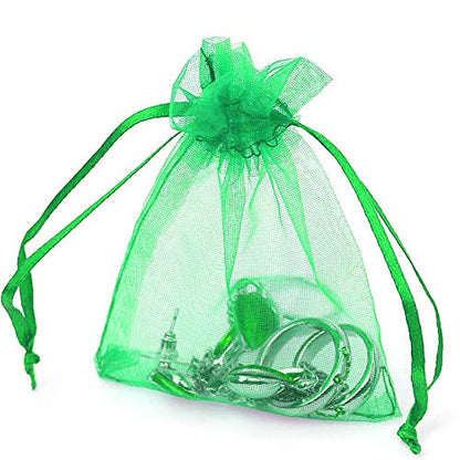 Boshen 100/200PCS Organza Gift Candy Sheer Bags Mesh Jewelry Pouches Drawstring Bulk for Wedding Party Favors Festival Christmas Valentine's Day 3"x4" 4"x6" 5"x7" (3" X 4"(100PCS), Green) - color: Green-3" X 4"(100PCS)