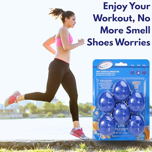 Air Jungles Shoe Deodorizer Balls 12 Ct, Ocean Scent | Odor Remover Balls for Sneakers, Gym Bags, Lockers, Closets, Hampers, and Drawers, Essential Oil Provides Natural Freshness - size: 6 Count (Pack of 2)