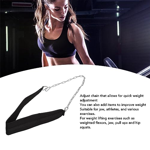 Weighted Dip Belt with Adjustable Metal Chain, Nylon Strength Training Weightlifting Belt for Pull Ups and Squats, Durable Waist Support Strap for Athletes