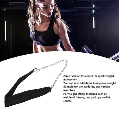 Weighted Dip Belt Adjustable Chain Nylon Strap Strength Training Weightlifting Belt for Athletes Weight Lifting Exercises Pull Ups Hip Squats