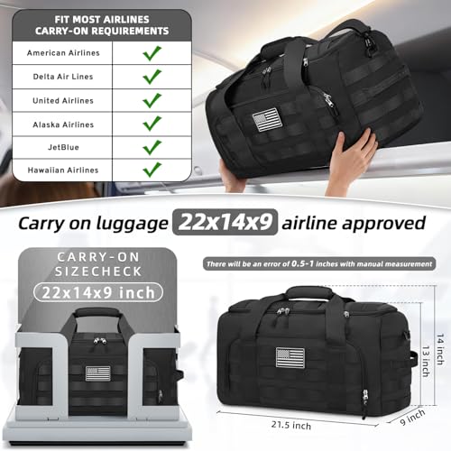 ZOMFELT Gym Bags for Men, 22x14x9 Carry On luggage Duffle Bag for Travel | 3-in-1 Sports Basketball Bags with Removable Dividers & Shoe Compartment, Waterproof Weekender Overnight Travel bag, Black - size: Medium