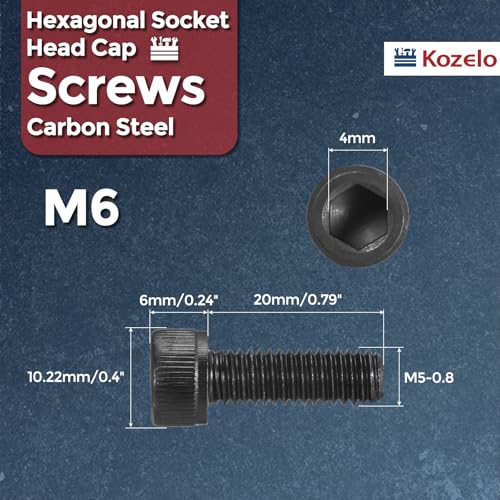 25pcs Socket Head Cap Screws - [M6-1 x 20mm] Alloy Steel Black Oxide Grade 12.9 Internal Hex Screw for 3D Printer Furniture Industrial Use, Black - size: M6-1x20mm