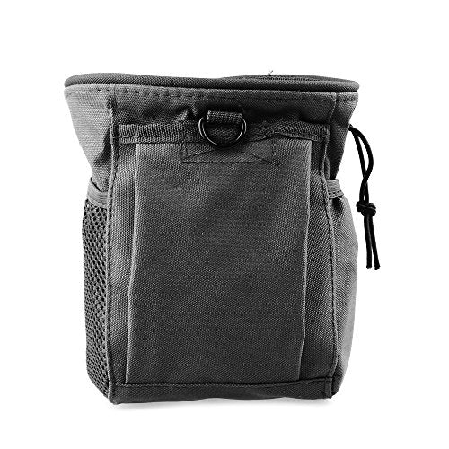 DLP Tactical Multipurpose MOLLE Utility Pouch – 8x6x3 Bag for Tools Mags NVG Chalk or Gear – Nylon Dump Pouch with Side Pockets Hook & Loop Front Pocket and Shock Cord Closure - color: Black