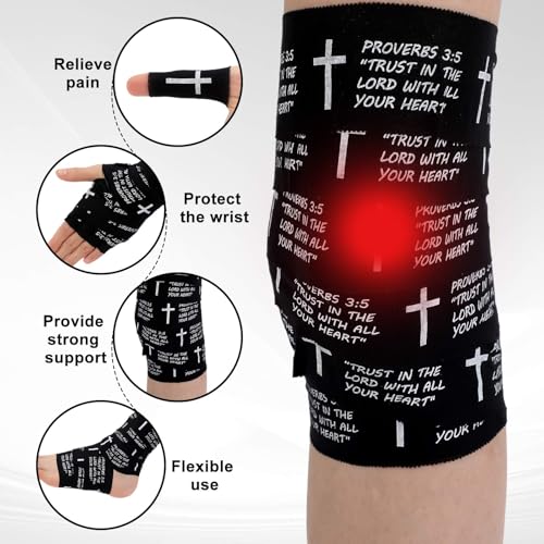 MiniInflat 2 Pcs Christian Cross Athletic Tape Sports Tape 2in x 23ft Religion Jesus Wrist Wrap for Soccer Football Baseball, Gift for Graduation Teacher Nurses Week Pentecost (Black,Proverbs) - color: Black, style: Proverbs