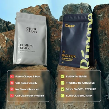 RUNGNE Premium Climbing Chalk - High Performance Chalk for Rock Climbing, Bouldering, Weightlifting & More - Unmatched Grip and Skin Friendly - size: 75 G