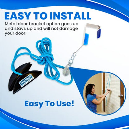 RangeMaster BlueRanger Over the Door Shoulder Pulley, Pulley for Physical Therapy, Aids Pain Free Range of Motion in Frozen Shoulder, Adjustable Cleated Handles, Metal Bracket (FSA/HSA) | Adjustable Cleated Handles | Physical Therapy Equipment | Supports