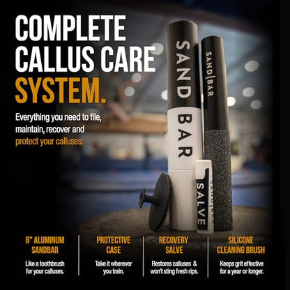 SandBar Callus Remover File for Hands - Durable Aluminum Tool for Callus Care and Dead Skin Removal - Includes Nourishing Salve - Ideal for Athletes, Climbers, and Gym Enthusiasts - style: Flat Black