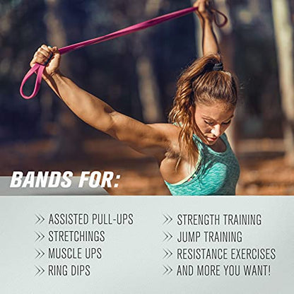 RitFit Pull Up Assist Band in Natural Latex for Stretching and Mobility | Resistance Band,Eco-Friendly Latex, Pull-Ups Powerlifting, Physical Therapy Rehab, Full-Body Training, Mobility Training - color: Pink