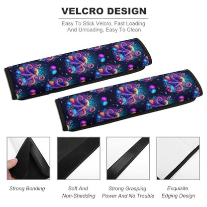 2PCS Octopus Collage Ocean Marine Life Seat Belt Cover Breathable Automotive Seat Belt Protector for Adult Use, Most Cars, Pressure Relief - color: Pattern 1220