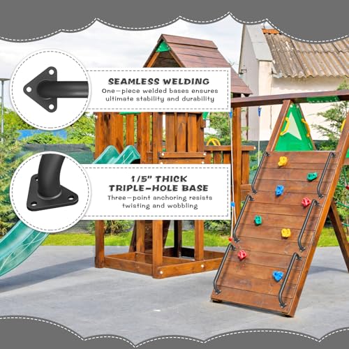 SELEWARE 30" Black Metal Playground Handles Playset Grab Bars Ladder Handle | 500LB 2Pcs Heavy Duty Steel Kids Playground Handles for Indoor/Outdoor Ladder Handrail Swing Set Treehouse Rock Climbing Wall - color: E: 30"-2 Pcs-black