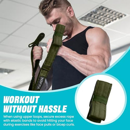 Vulken Tricep Rope Cable Attachment. 28.7 Inch & 22 Inch Two Lengths Built in One Pull Down Rope - color: Green-Three Lengths