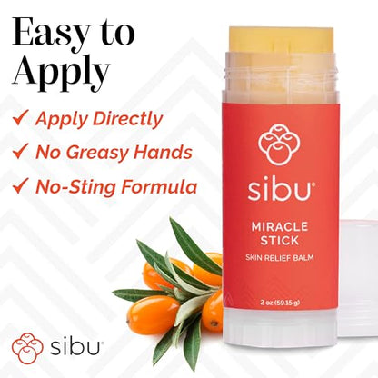 sibu Miracle Stick with Himalayan Sea Buckthorn, 2 ounces | Soothes dry skin, bug bites, sunburn, windburn and chafing. Large, long-lasting size.
