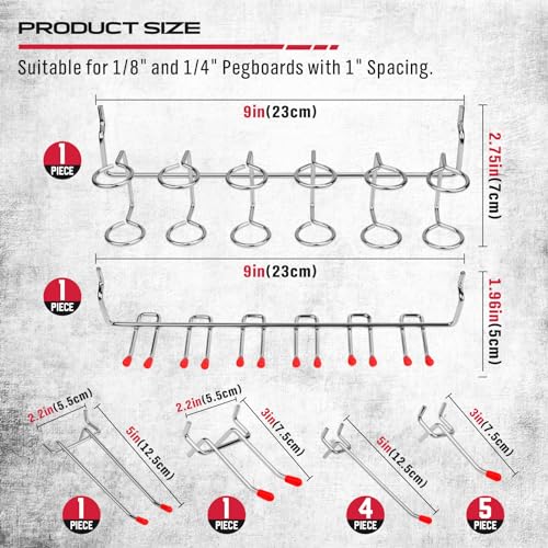 Ultimate 121-Piece Pegboard Hooks Set, Pegboard Accessories with Metal Hooks, Durable Peg Board Organizer Accessories, Pegboard Bins, Peg Board Tool Utility Hooks - style: 121 pcs -- Red