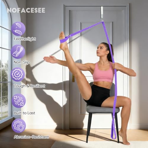 Stretching Strap with Door Anchor Improve Leg Flexibility for Splits - color: Purple