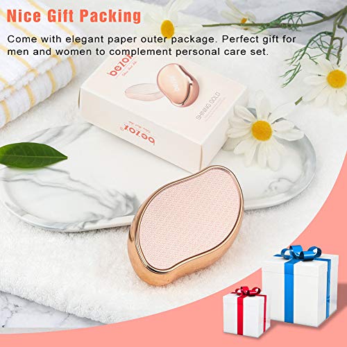 BEZOX Glass Foot File Callus Remover, Crystal Pedicure Foot Scrubber for Travel Use, Portable Handheld Sized Foot Scraper for Cracked Heel - Shinning Golden - style: Shinning Golden