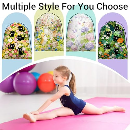 Gymnastics Grip Bag Colorful Flower Cat Small Pouch String Gym Athlete Bag - color: Colorful Floral Cat