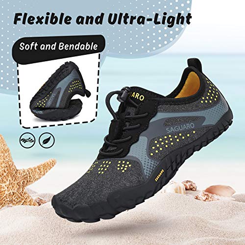 SAGUARO Kids' Barefoot Shoes Boys Girls Quick Dry Aqua Athletic Sneakers Lightweight Sport Footwear Toddler Water Shoes - color: Black/Grey, size: 2 Little Kid