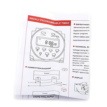 Dioche 24V Timer Small Microcomputer Time Control Switch LCD Digital Programmable Electronic Relay Timer with Weekly Programmable Timer, for Automatic Turn On or Off Electric Equipment,
