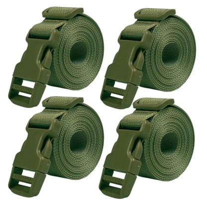 XTACER 1 Inch Molle Backpack Accessory Strap Luggage Straps Cover Strap Sleeping Bag Strap with Buckle (Green, 60) - color: GREEN, size: 60 Inches