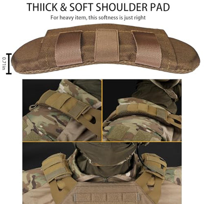 2 Pack Soft Breathable Shoulder Strap Pad guitar strap pad Tactical Vest Shoulder Pad,Mesh Pads with Tactical Gear - color: Khaki