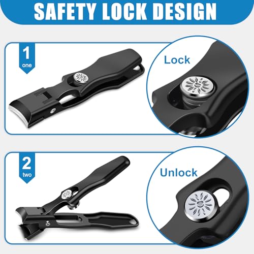 Toenail Clippers for Seniors Thick Toenails, Large Nail Clippers for Men Thick Nails with Catcher, Sharp Fingernail Clipper with Safety Lock Heavy Duty Slanted Nail Cutter Gifts for Men Women Adults - style: Black Slanted Nail Clippers Set