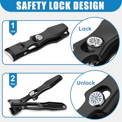 Toenail Clippers for Seniors Thick Toenails, Large Nail Clippers for Men Thick Nails with Catcher, Sharp Fingernail Clipper with Safety Lock Heavy Duty Slanted Nail Cutter Gifts for Men Women Adults - style: Black Slanted Nail Clippers Set