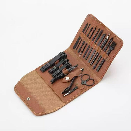 16pcs Nail Clippers Kit, Ultra Sharp Sturdy Fingernail Cutters, Professional Nail Clippers Pedicure Care Tools, Toenail Clipper Cutters for Men and Women Nail Trimmer,Luxury Gold Color,Brown - color: Brown