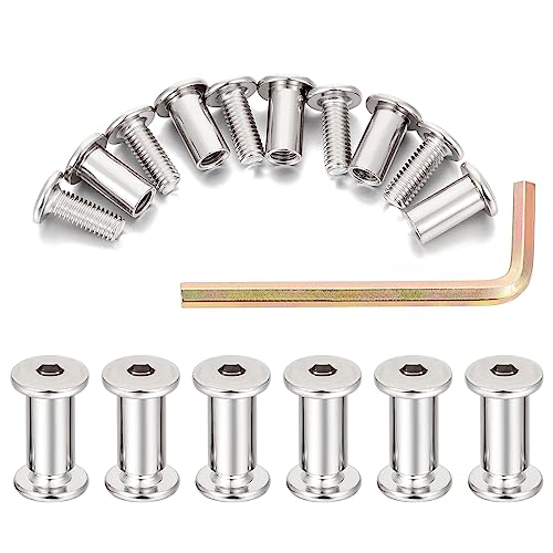 100 Sets Silver M6x15mm Furniture Bolts Metric Hex Screw Bit Set Metal Deck Screws for Furniture Screw Socket Cover Wood Socket Cap Bolt Kit - size: M6x15mm