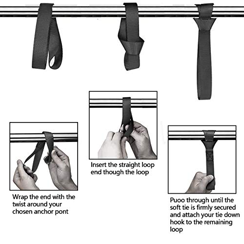 Soft Loop Tie Down Straps with 6 Pcs Carabiner Clips,Hook Tie Down Extenders with 6 Pcs M6 2.36 Inch SUS Spring Snap Hook,Multiple Secure for Backpack,Straps,Camping,Fishing,Hiking and More