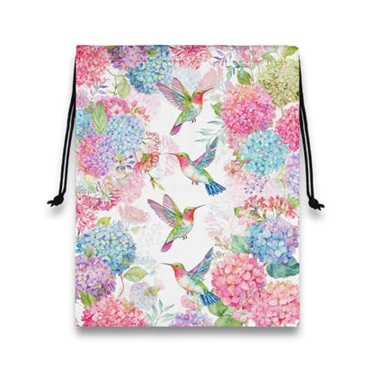 Hummingbird Gymnastics Grip Bag Hydrangea Waterproof String Bag for Gym - color: Hummingbird Floral Pink