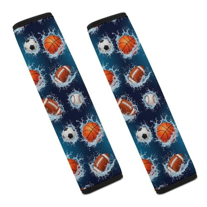 2 Pack Sports Balls Basketball Baseball Football Soccer Car Seat Belt Pad Soft Padded Seat Belt Cushion for Child, Stroller Pushchair High Chair, Shock Absorption - color: Pattern 175