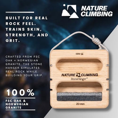 Portable Hangboard | Rock Climbing Hangboard | Hang Board for Climbing | Fingerboard | Strengthen Your Fingers | Bouldering Gifts | Hard Wood - color: Granite