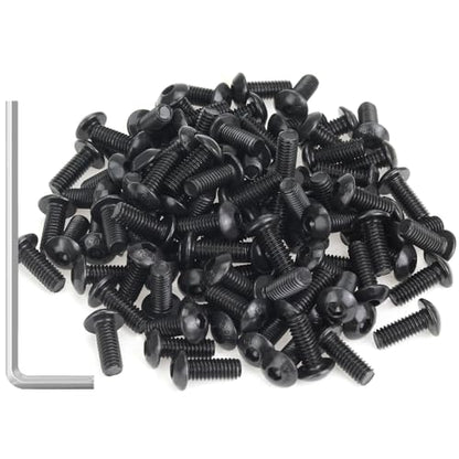 105 Pieces M4 x 10mm Button Head Socket Cap Screws, Thread Pitch 0.7mm, Sutemribor M4 Black Screws, 10.9 Grade Alloy Steel, Black Oxide Finish, Fully Threaded - size: M4 x 10mm, style: Button Head