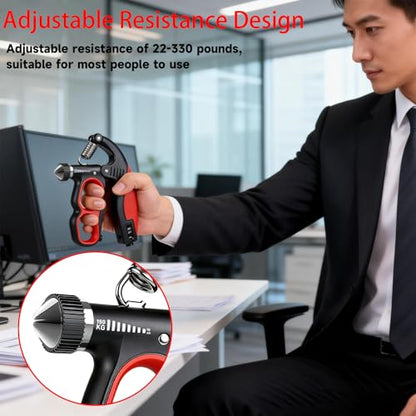 Hand Gripper Strengthener, 22-330LB Adjustable Resistance Grip Strength Trainer with Counter, Forearm Exerciser for Injury Recovery and Muscle Building - color: Green
