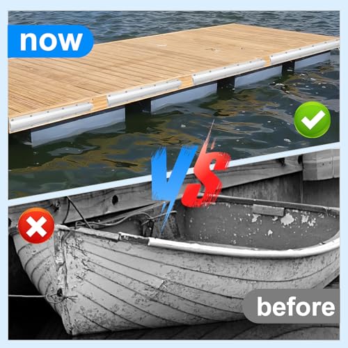 10 Pack Dock Edging Side Gard, 20 Feet Dock Guard with Heavy Wall Sections for Greater Protection – Commercial Grade Double Molded Material (White) - color: 20 Feet White, style: Straight angle 10pack