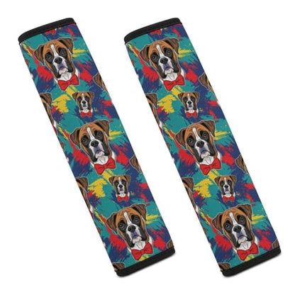 Universal Fit Cute Boxer Dog Car Seat Belt Pad for Elderly Support, Stroller Pushchair High Chair, 1 Pair Shoulder Harness Cover Neck and Shoulder Support - color: Pattern 1186