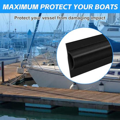 10 Pack Dock Edging Side Gard, 20 Feet Dock Guard with Heavy Wall Sections for Greater Protection – Commercial Grade Double Molded Material (Black) - color: 20 Feet Black, style: Straight angle 10pack