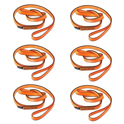18MM Nylon Climbing Sling Runner 23KN CE2008/EN566 Strong Webbing Straps for Rock Climbing,Mountaineering, Rappelling, Swing, Yoga Hammock etc - color: Orange, size: 120cm/ 48inch |Pack of 6