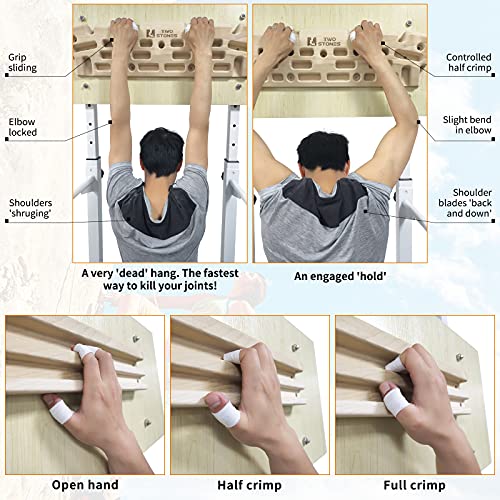 TWO STONES Wooden Hangboard Rock Climbing Pull Up Bar Designed Training for Climbing, Wooden Fingerboard Climbing Finger Board for Building Core Strength and Endurance (CJ-HB2006)