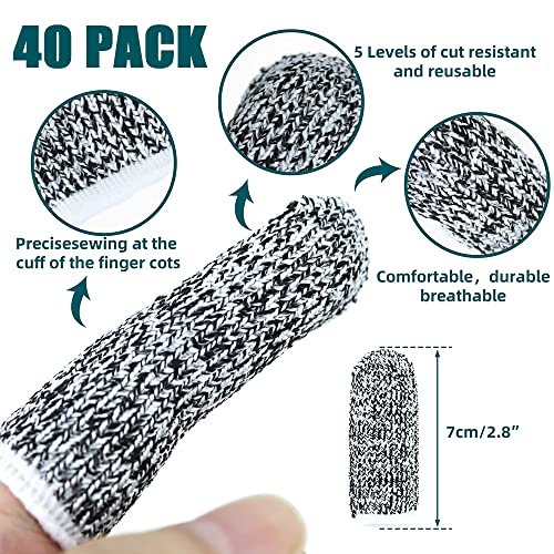 40 pcs Anti-Cut Fingertips Finger Cots Cut Resistant Protector Guards, Non-Slip Cut-Resistant Thumb Finger Protection Cots for Cutting Sewing Kitchen Working Sculpturing Gardening, 1 Size Fit All - size: 40 Pack