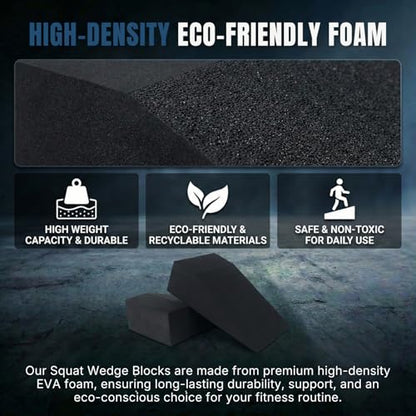 2 Pack Squat Wedge Block for Heel Elevated Squat Weightlifting Calf Stretcher Slant Board for Mobility Balance and Strength Performance