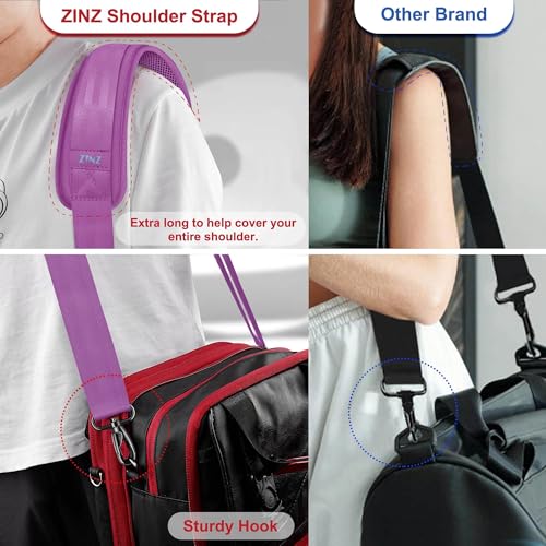 ZINZ 75" Shoulder Strap with Fixed Pad and Dual Balanced Buckles，Purple - color: Purple
