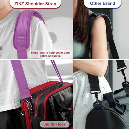 ZINZ 75" Shoulder Strap with Fixed Pad and Dual Balanced Buckles，Purple - color: Purple