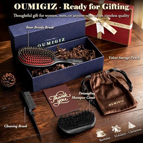 Boar Bristle Hair Brush Since 1965 British Craftsmanship | Handmade Natural Wooden Slick Back Hairbrush, Gentle Detangling Smoothing Women Men Kids Curly Thick Fine Hair, Anti Breakage - size: Large