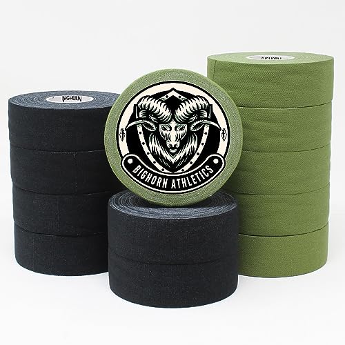 Bighorn Athletics Boxing Tape 1" × 45ft, 6 Rolls, Military Green | Extra sticky 1" athletic tape for boxing & hand wrapping. Strong adhesive, EZ-tear. Protects knuckles, no residue on skin. - color: Military Green