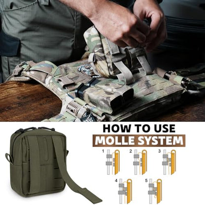 Tactical Admin GP Pouch Multi-Purpose Storage Organizer | 500D Nylon,MOLLE/Belt compatible,Front Loop Panel,2 Compartment Utility Bag