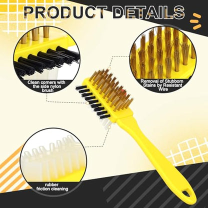 2 Pack Bowling Shoe Brushes 3-in-1 Heavy Duty Bowling Shoe Cleaning Brush Set Sports Basics Accessory Kit Including Stainless Steel Nylon and Rubber Bristles for Boot Cleaning Polish Soles Remove Dust