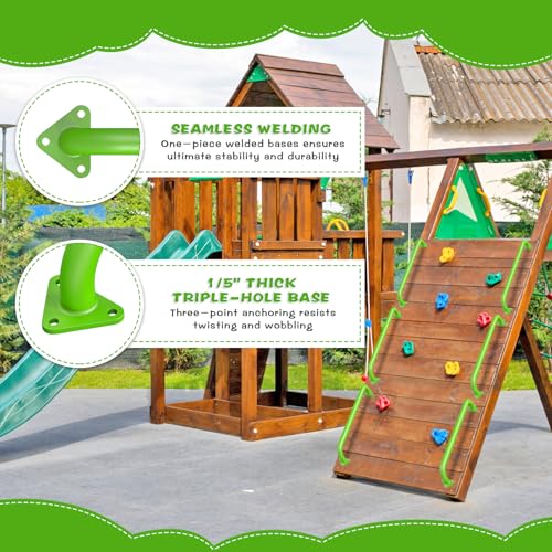 SELEWARE 30" Green Metal Playground Handles Playset Grab Bars Ladder Handle | 500LB 2Pcs Heavy Duty Steel Kids Playground Handles for Indoor/Outdoor Ladder Handrail Swing Set Treehouse Rock Climbing Wall - color: E: 30"-2 Pcs-green
