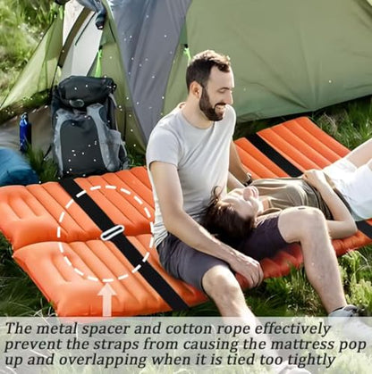 2PCS Universal Camping Mattress Coupling Sleeping Pad Repair Kit for Outdoor Adventures, 10.5ft Long Bed Connector Strap with Adjustable Buckle
