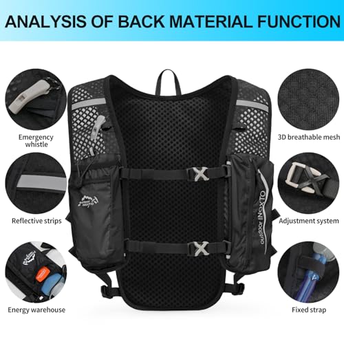 INOXTO Running Hydration Vest Backpack,Lightweight Insulated Pack with 1.5L Water Bladder Bag Daypack for Trail Hiking Running Cycling Race Marathon for Women Men - color: Black